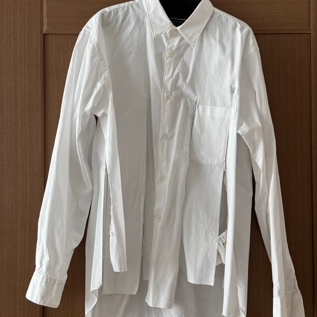 꼼데가르송 옴므플러스 디스트로이 코튼 셔츠 (화이트 M)