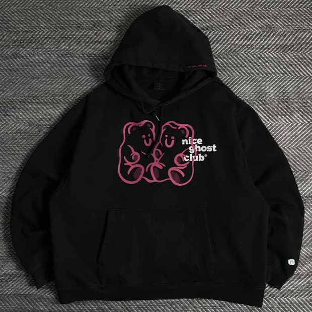 나이스고스트클럽 구미 베어&로고 박시핏 후드 집업 블랙o 5071