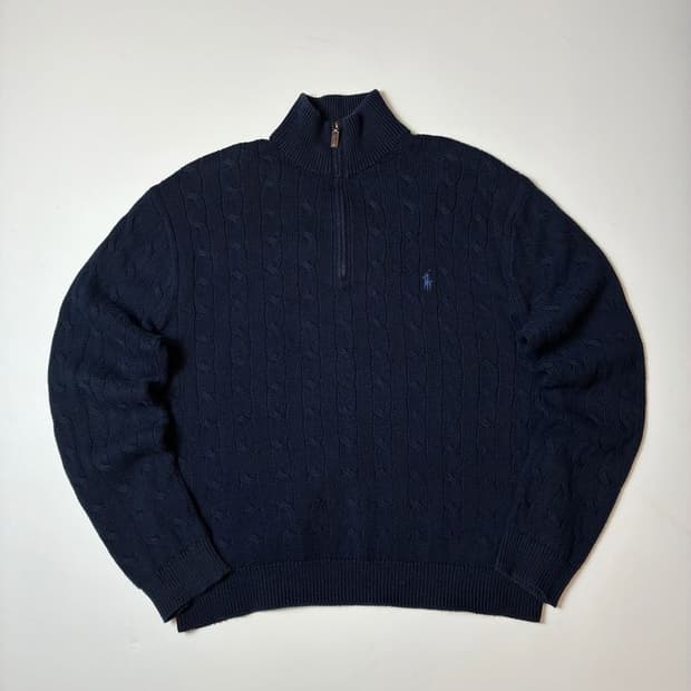 폴로 랄프로렌 꽈배기 하프 집 니트 PN8255