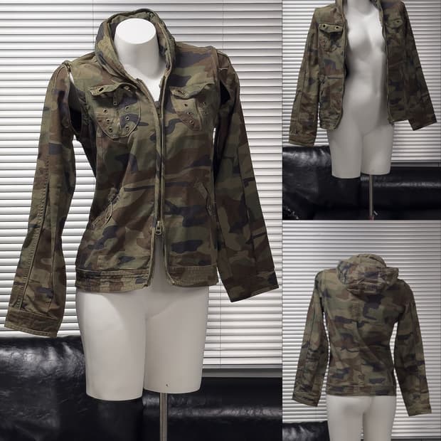 {Six-Star} Zipper Camo Utility Jacket