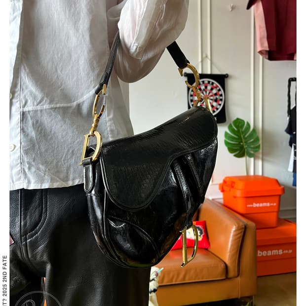 1990s DIOR Embossed Stingray Saddle Bag