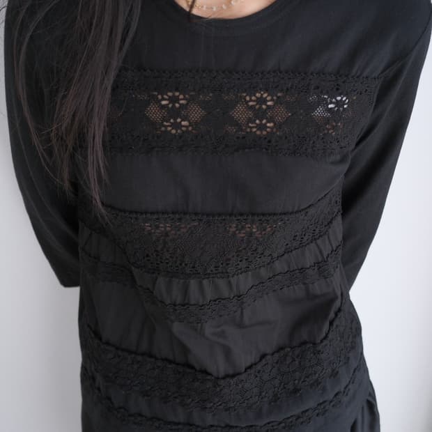 Lace back button top