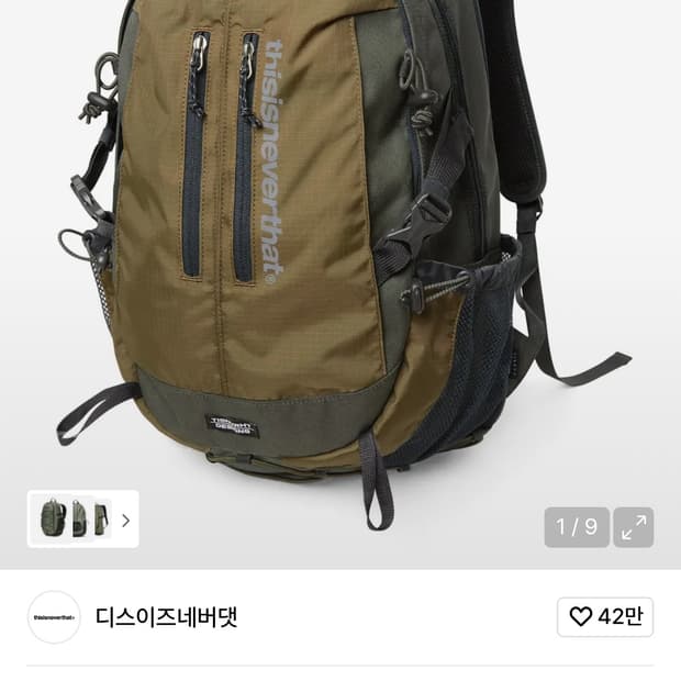 디스이즈네버댓 SP 백팩 29 카키 새상품 싸게 판매합니다.