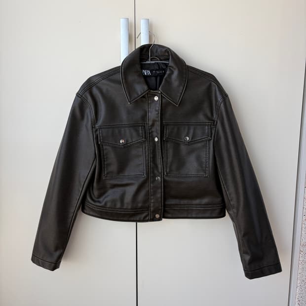 자라 브라운 레더 크롭 자켓 M(미착용)