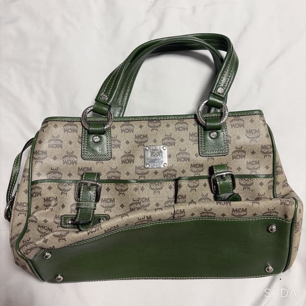MCM 엠씨엠 로고 숄더백 토트백 그린