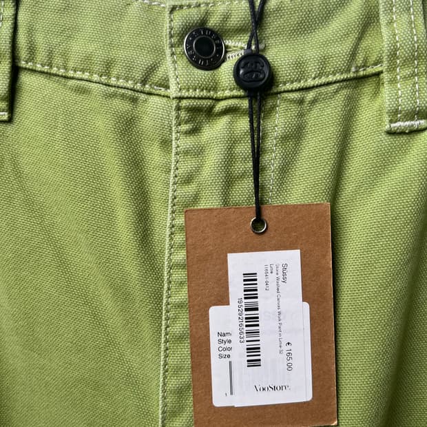 스투시 워시드 캔버스 워크 팬츠 라임. 새상품 32사이즈
