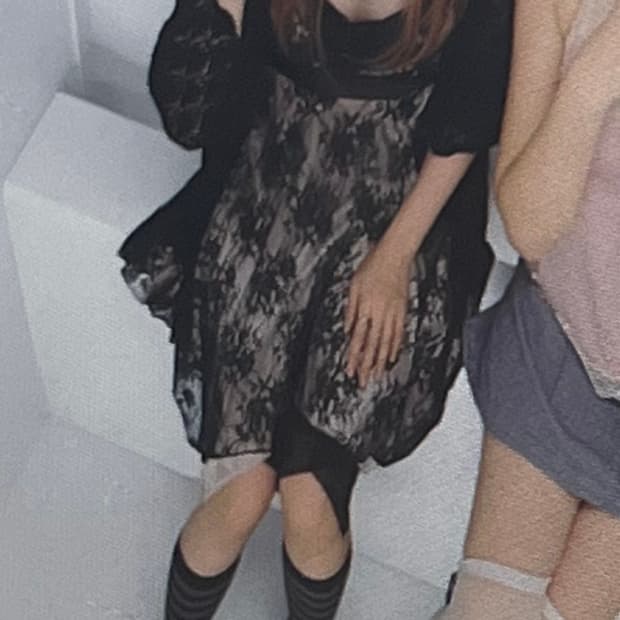 블랙 레이스 나시 원피스 고스