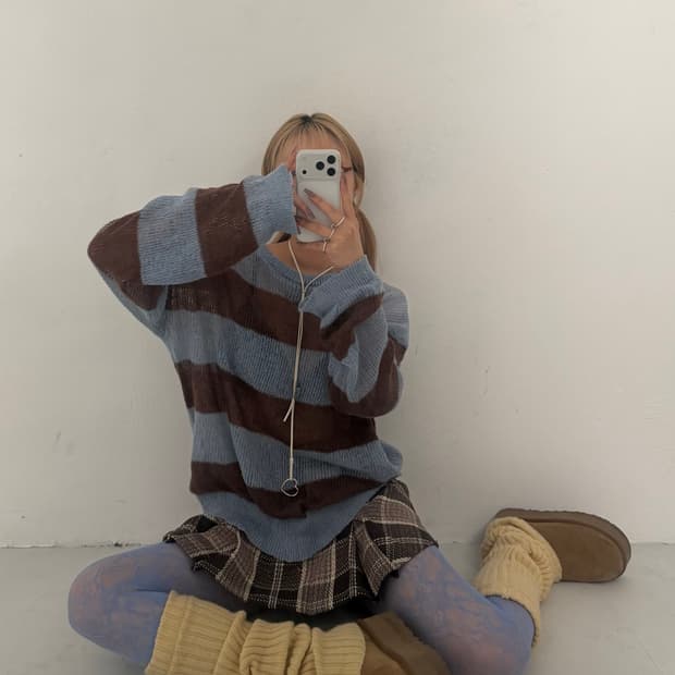 루즈핏 단가라 니트