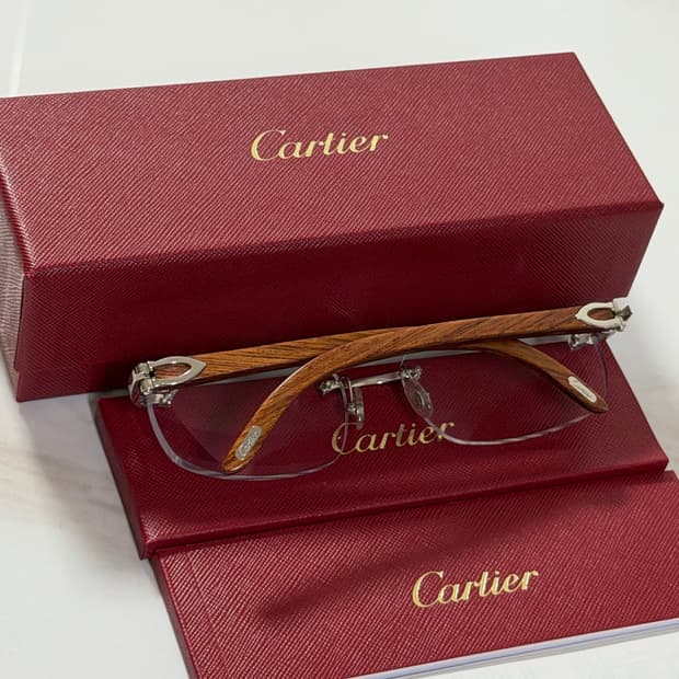 (OS) Cartier 까르띠에 클래식 우드 무테 안경 실버