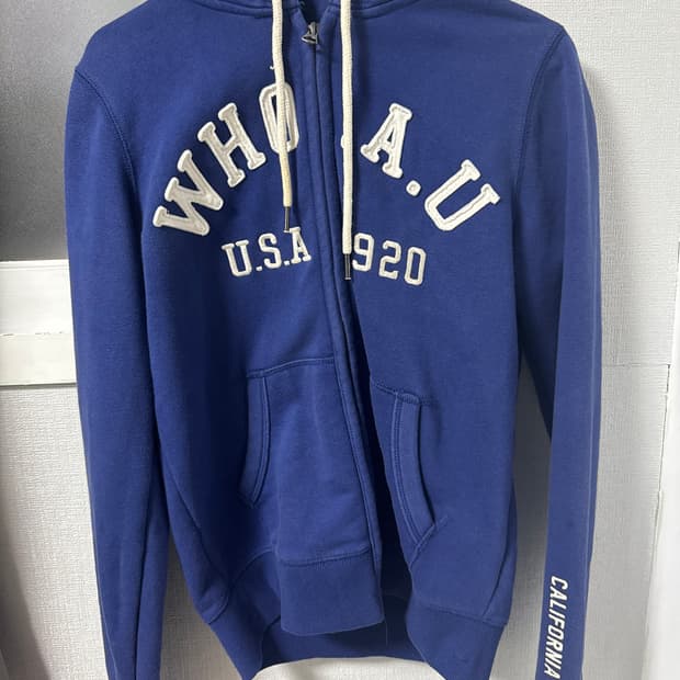 후아유 여성 블루 후드집업