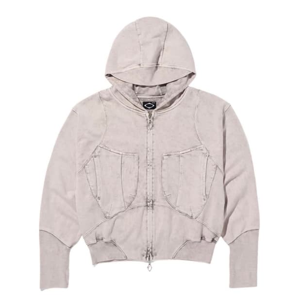 (W) 미스치프 빅 포켓 후드 블리치드 핑크 그레이