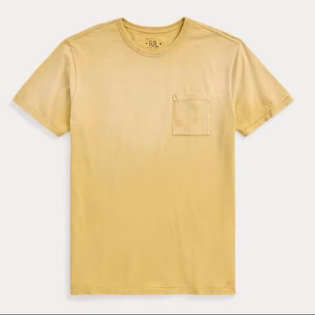 RRL 더블알엘 가먼트 다이 포켓 반팔 티셔츠 머스터드 옐로우