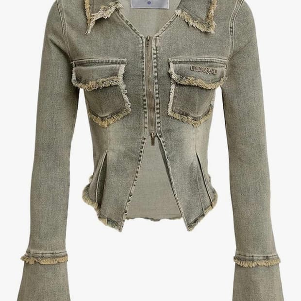 AELFRIC EDEN DOUBLE ZIP UP DENIM JACKET