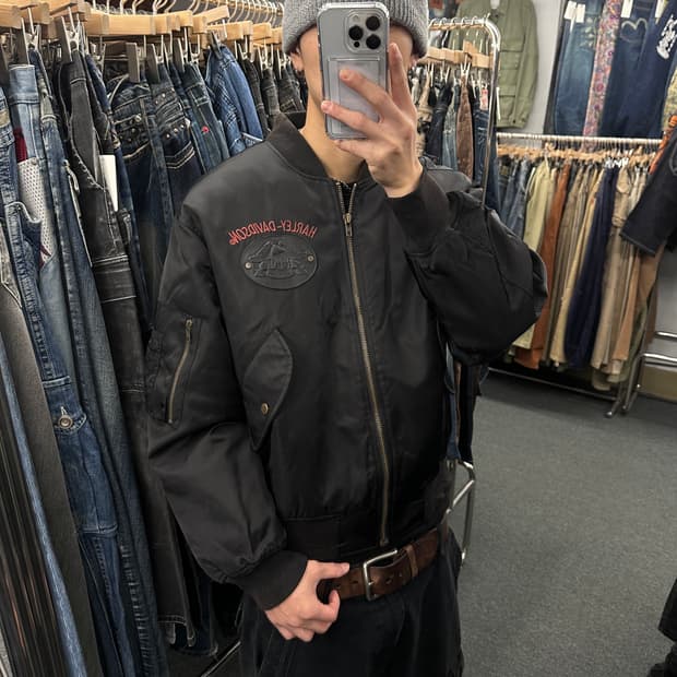 L) HOG 할리데이비슨 오너 그룹 ma-1 항공자켓 블랙