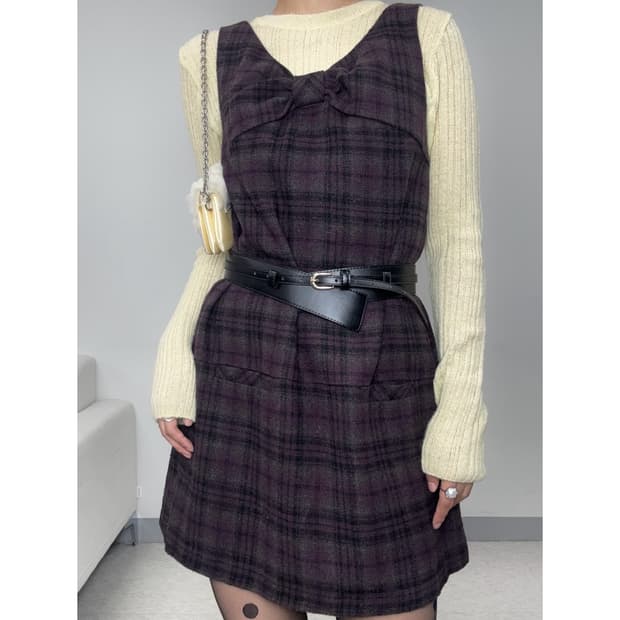 빈티지 리본 울 원피스