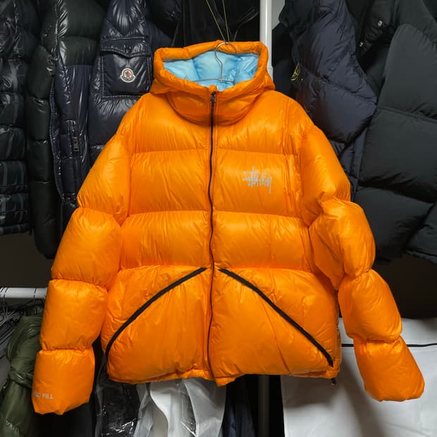 [L사이즈] 스투시 마이크로 립스탑 다운 파카 패딩 자켓 오렌지