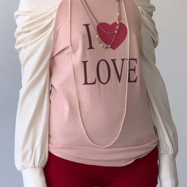 Love Off-Shoulder Tee peach