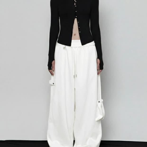 에트오소메 Rib Terry Pocket Sweat Pants IVOR