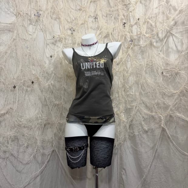 Grunge camo mesh sleeveless