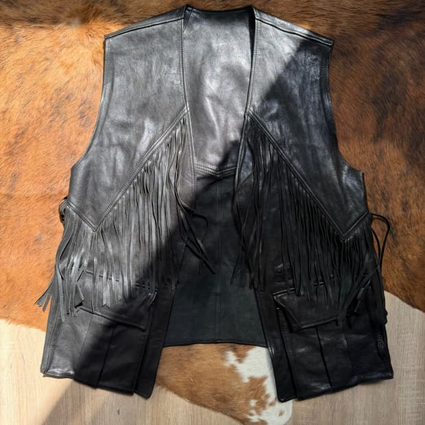 시스템 웨스턴 프린지 레더 베스트 