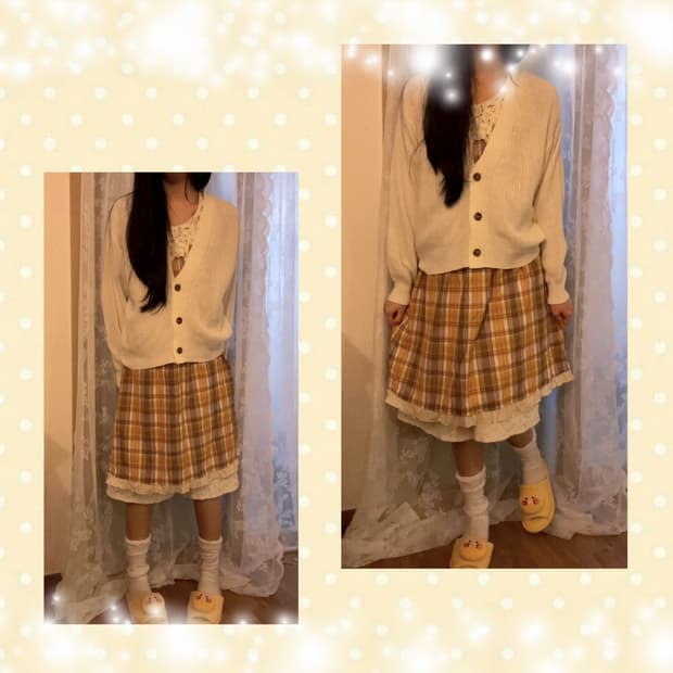 빈티지 너드 모리 체크 원피스 코디 세트
