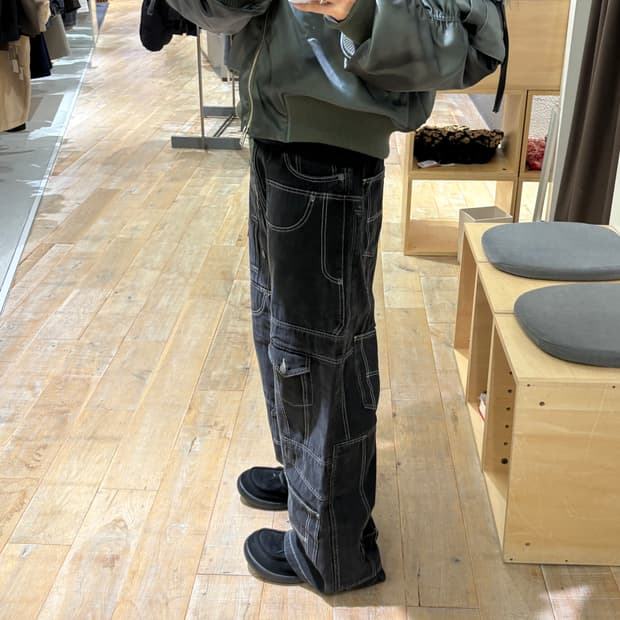 CLUSTERS DENIM PANTS -BLACK-