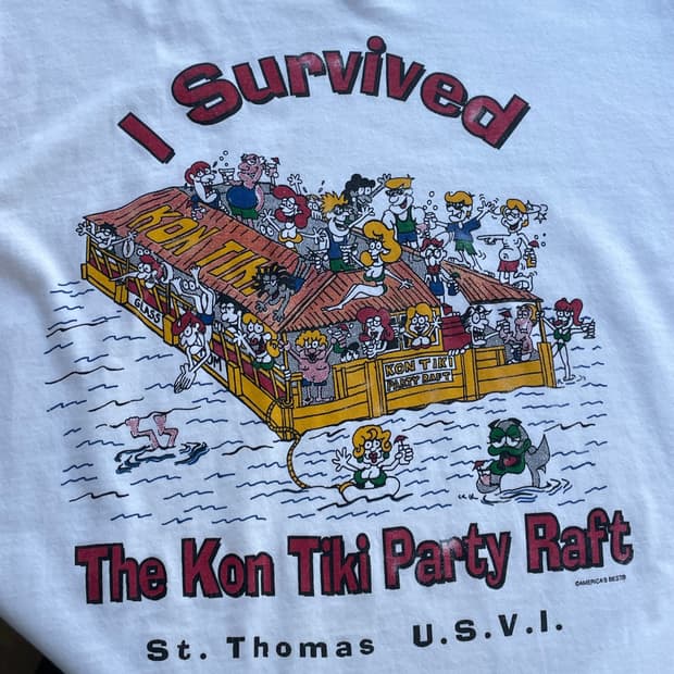 90‘s USA “I survived” cartoon T-shirt L