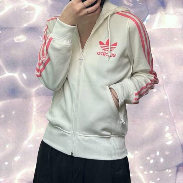 아디다스 플락 후드 져지 화이트 핑크 딸기우유 90 