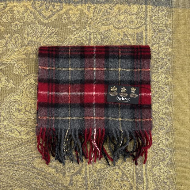 바버 컨트리웨어 스코틀랜드 메이드 타탄체크 램스울 머플러 N266