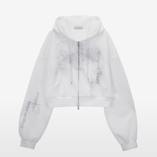 허그유어스킨 플러피 후드집업 SS 화이트