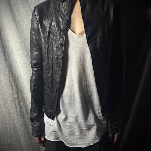 m.a+ Lamb Leather Wrinkle Shirt Jacket