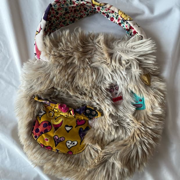 (초레어) 츠모리 치사토 하트 해골 퍼 벨로어 가죽 패치 숄더 백