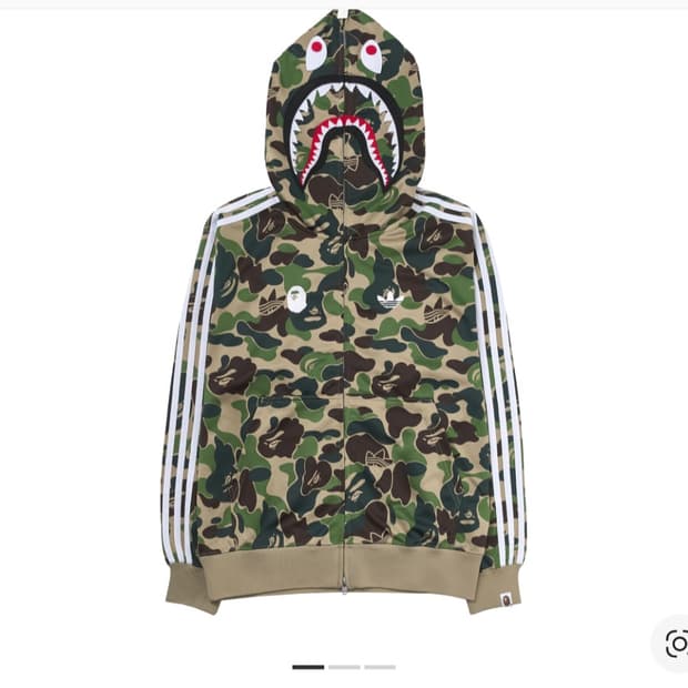 아디다스 x 베이프 샤크 트랙 후드 자켓 크루 그린