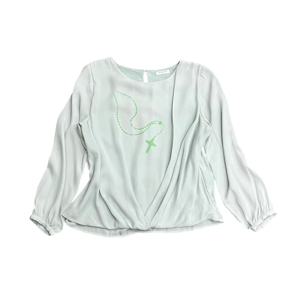 Wrap Detail Mint Loose Blouse Top
