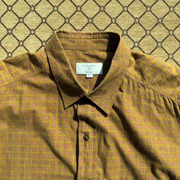 Valentino 옐로 브라운 패턴 셔츠