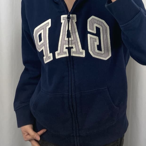 갭 네이비 빅로고 후드집업