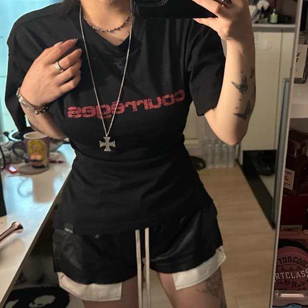 [s] courreges fitted printed t-shirt