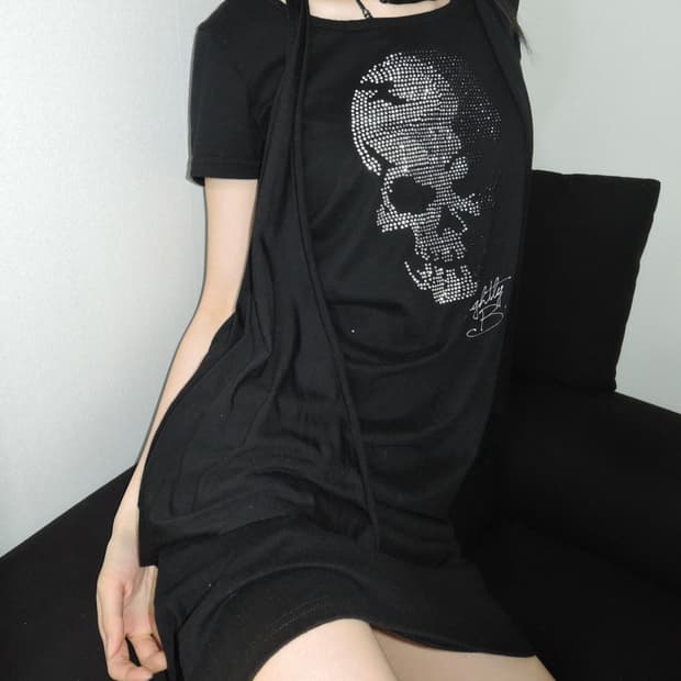 Skull line stone Long Dress