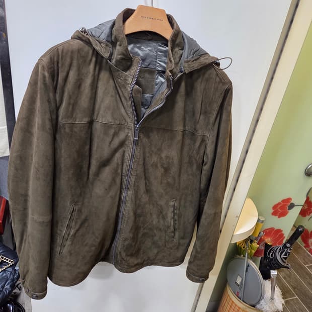 마시모두띠 스웨이드 가죽 후드 패딩