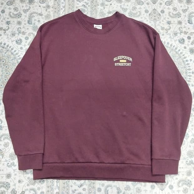 코숏 플리스 버건디 맨투맨 XL