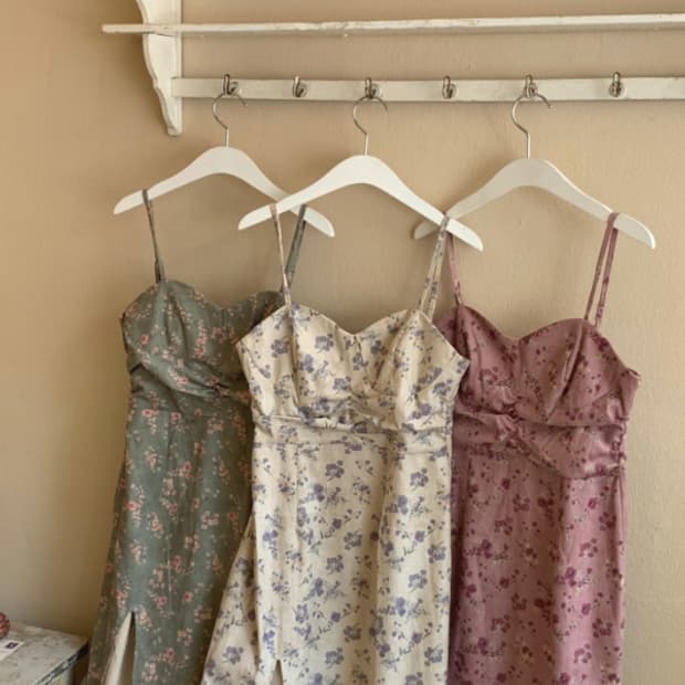 플라워 코듀로이 슬릿 백예린 원피스