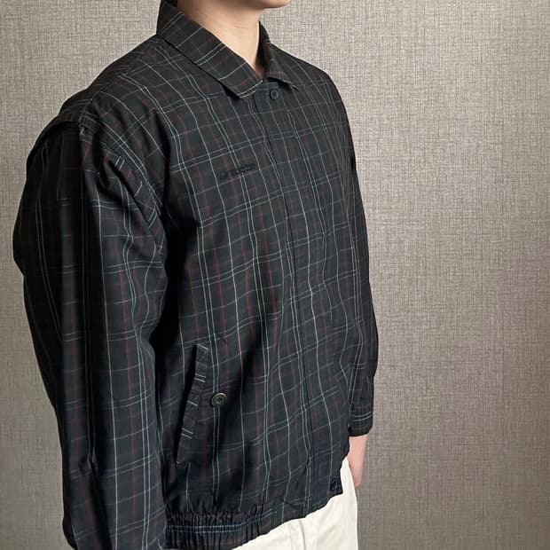 아디다스 90s 체크 패턴 블루종 자켓