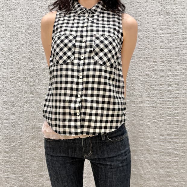 check muse vest blouse