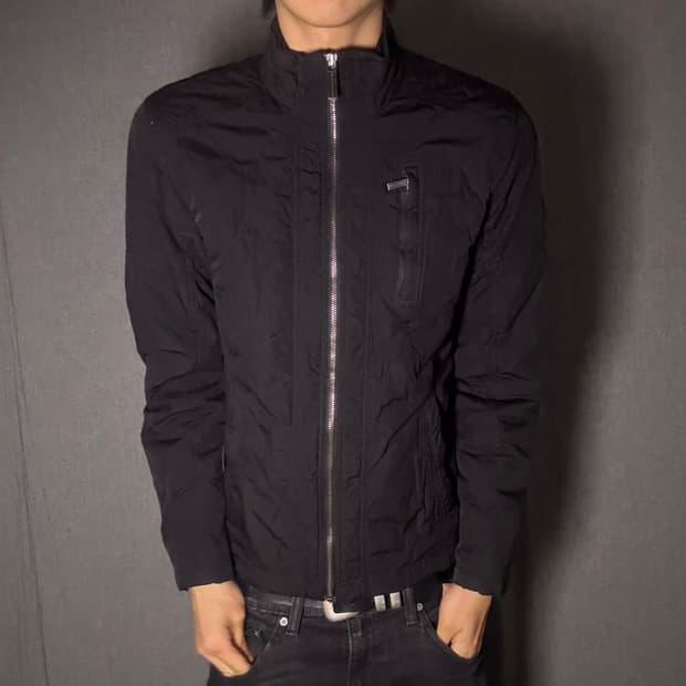 나일론 퀄팅 라이더 자켓