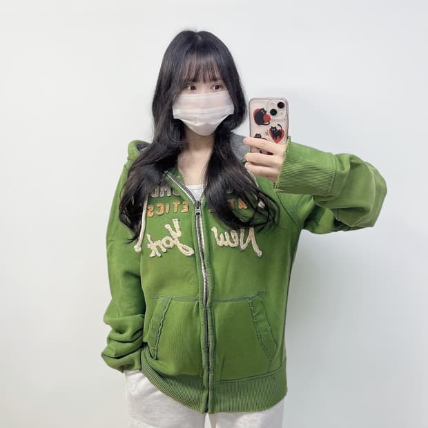 아베크롬비 스펠 로고 후드집업 그린