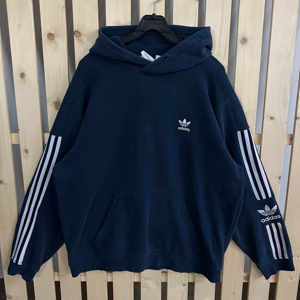 (XL) 아디다스 삼선 후드티 네이비