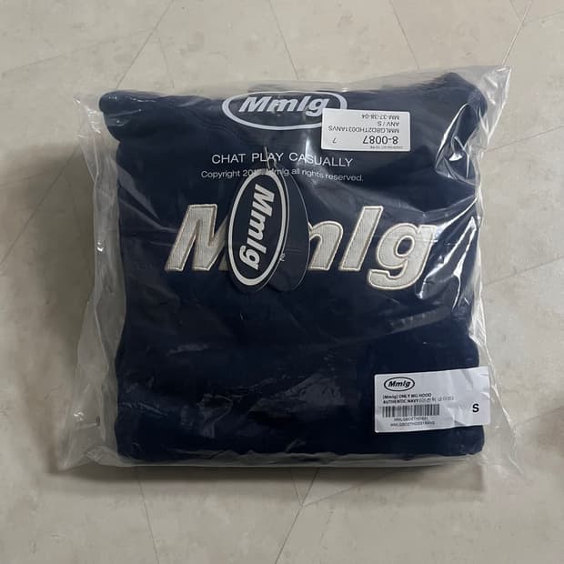 새상품(S) MMLG 87mm 로고 후드티 네이비