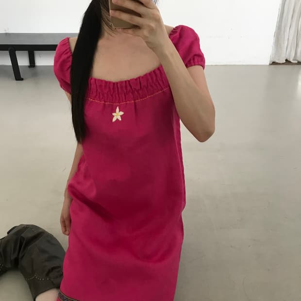 vintage pink puff dress