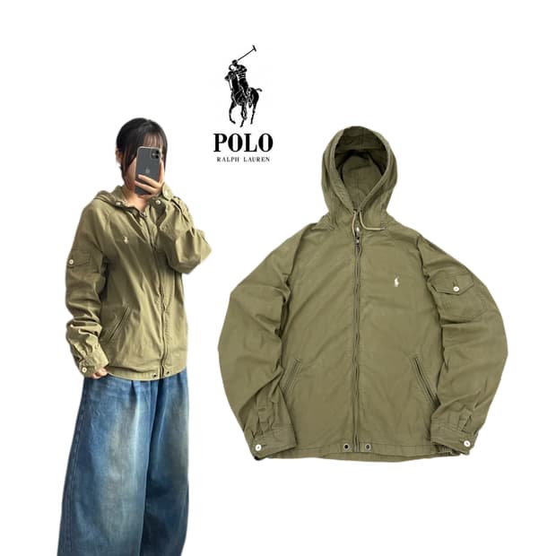 폴로 신형 포니 카키 올리브 후드 바람막이 자켓