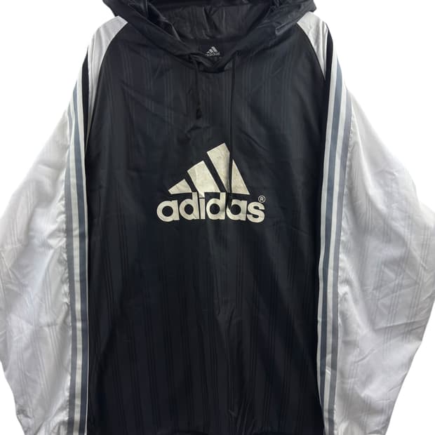 아디다스 검흰 후드 웜업1350